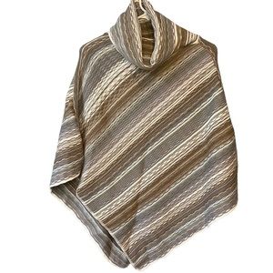 Maurices Women’s Gray and Beige Striped Sweater Poncho